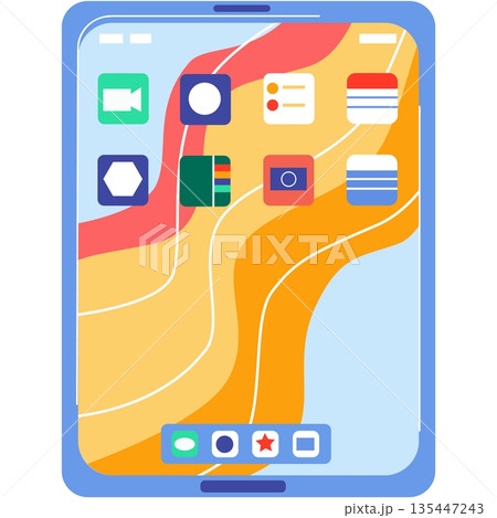 Digital mobile tablet vector illustration top view Digital mobile tablet vector illustration top view 135447243
