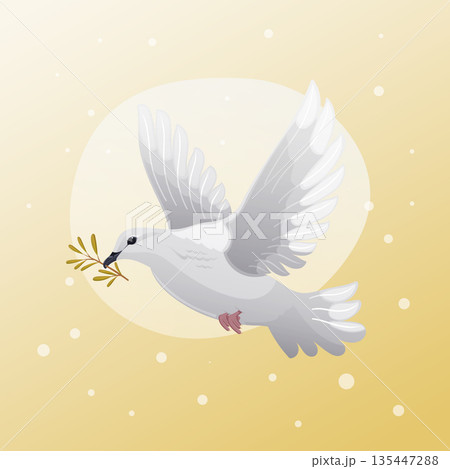 White dove with olive branch christian symbol of peace and resurrection easter illustration 135447288