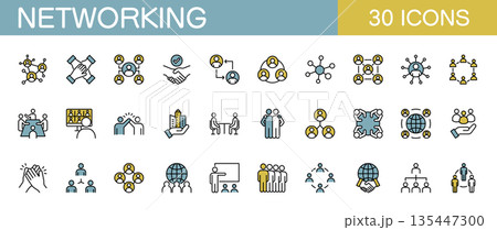 ビジネスネットワークに関するアイコンセット　カラー 135447300