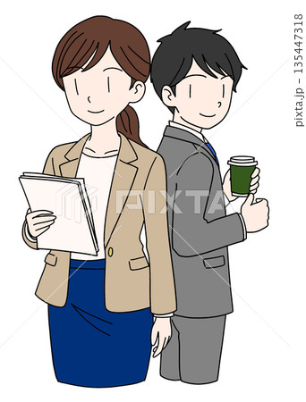 会社員の男女のイラスト 135447318