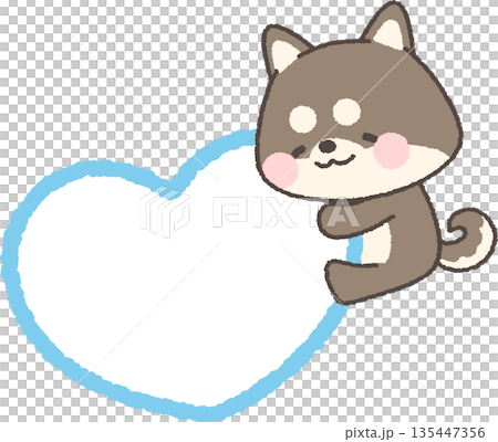 Black Shiba Inu hugging a heart Black Shiba Inu hugging a heart 135447356