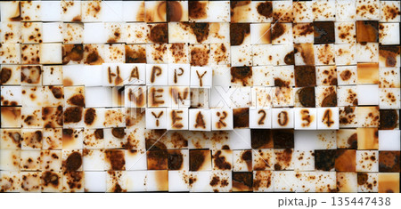 年賀素材 HAPPY NEW YEAR 2034年 年賀素材 HAPPY NEW YEAR 2034年 135447438
