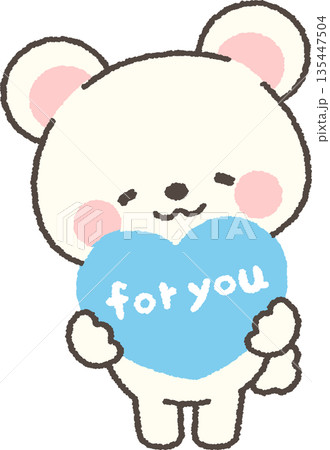 「for you」と書かれたハートを持つ白クマ 135447504