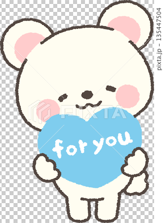 A polar bear holding a heart that says "for you" A polar bear holding a heart that says "for you" 135447504