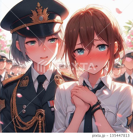 恥じらう女性軍人、恋する女性軍人、ドキドキする制服女性 恥じらう女性軍人、恋する女性軍人、ドキドキする制服女性 135447813