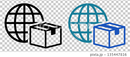 Global shipping icon with globe and parcel Global shipping icon with globe and parcel 135447816