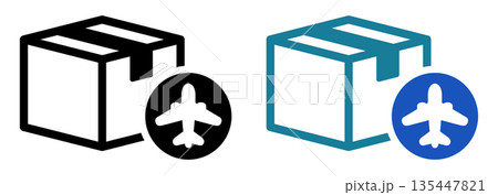 段ボール箱の航空配送アイコン 135447821