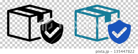 紙箱和盾牌勾號圖示代表安全送達 135447822
