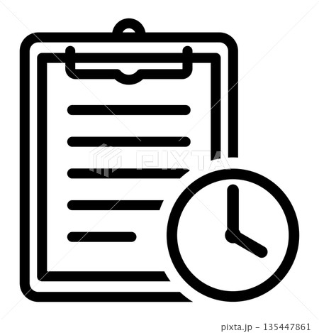 期限・締切を表す時計付きクリップボードの書類アイコン 135447861