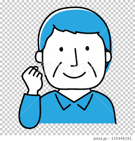 ガッツポーズをす年配の男性 135448191