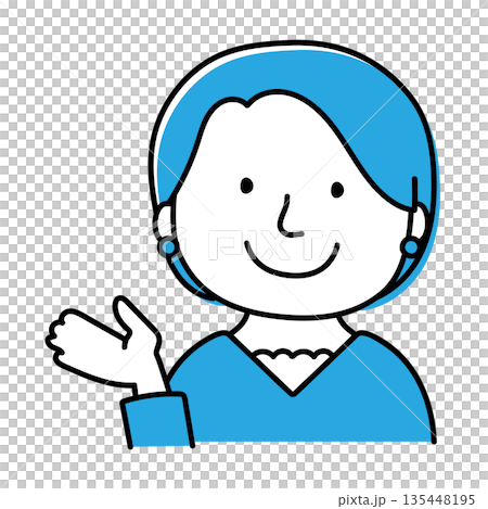 案内をするピアスをしている女性 案内をするピアスをしている女性 135448195