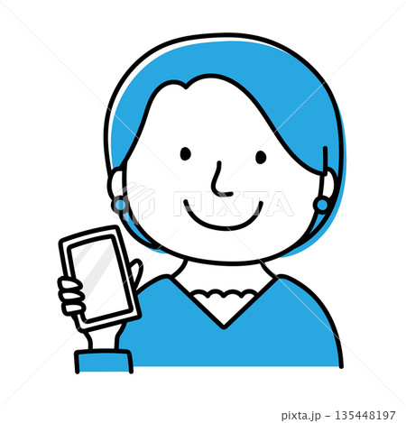 携帯電話をみせるピアスをしている女性 携帯電話をみせるピアスをしている女性 135448197