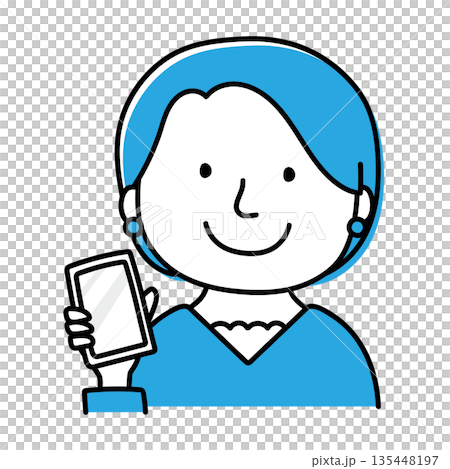 携帯電話をみせるピアスをしている女性 携帯電話をみせるピアスをしている女性 135448197