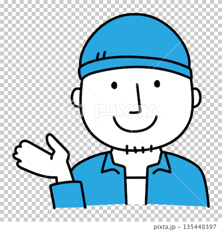 案内をするニット帽をかぶった男性 135448397