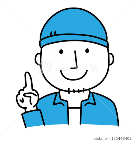 ワンポイントアドバイスをするニット帽をかぶった男性 ワンポイントアドバイスをするニット帽をかぶった男性 135448402