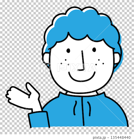 一位天生捲髮的男士正在帶團參觀 135448440