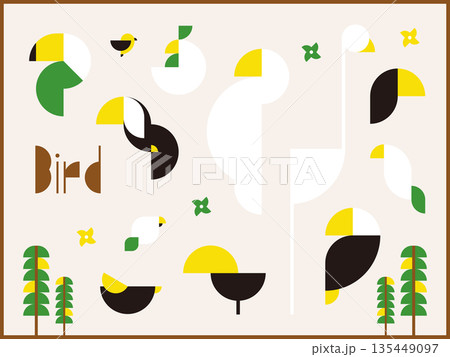 幾何学図形の鳥のイラスト素材 幾何学図形の鳥のイラスト素材 135449097