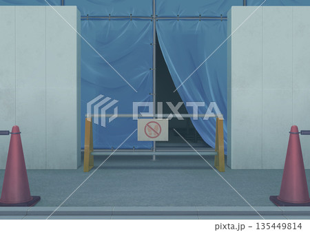 建設現場　立入禁止　背景イラスト 135449814