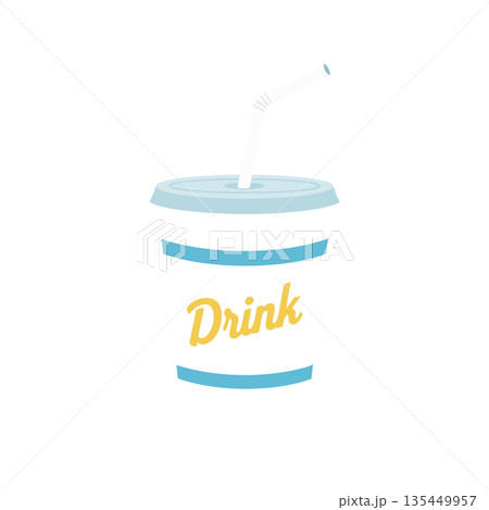 紙コップのコールドドリンクのアイコンイラスト 紙コップのコールドドリンクのアイコンイラスト 135449957