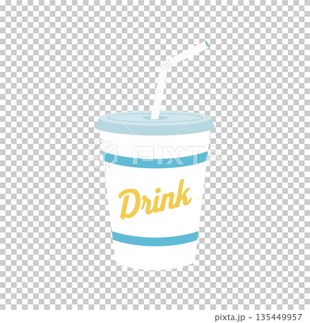 紙コップのコールドドリンクのアイコンイラスト 紙コップのコールドドリンクのアイコンイラスト 135449957