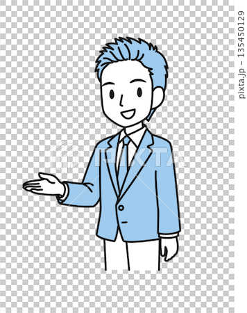 Illustration material of a business man in a suit giving directions Illustration material of a business man in a suit giving directions 135450129