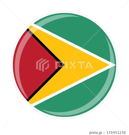 Guyana national round circle flag emblem official icon Guyana national round circle flag emblem official icon 135451238