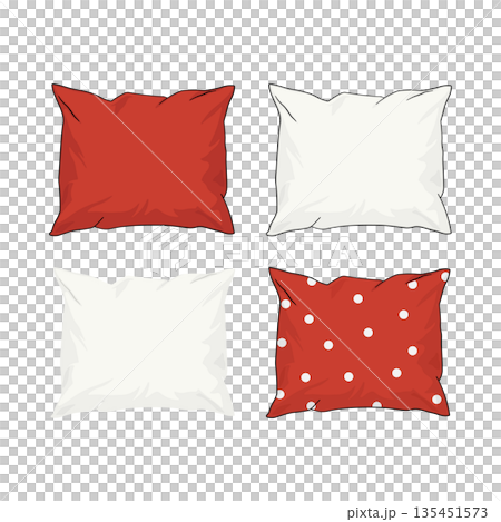 Set of pillows in different colors isolated without background 135451573