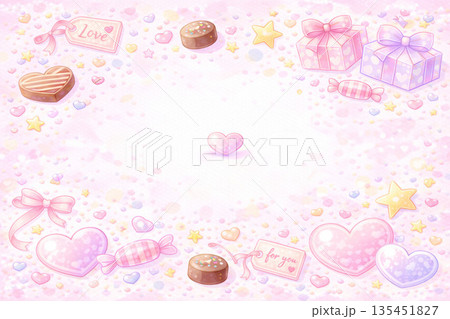 バレンタインシリーズ：小さなチョコとギフトのポップ背景 135451827