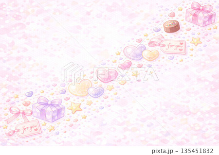 バレンタインシリーズ：流れを感じる配置のバレンタイン背景 135451832