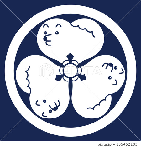 家紋風アイコン　ポメラニアン　犬　日本の紋章 135452103