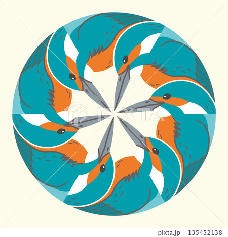 家紋風アイコン 鳥 カワセミ 日本の紋章 家紋風アイコン 鳥 カワセミ 日本の紋章 135452138