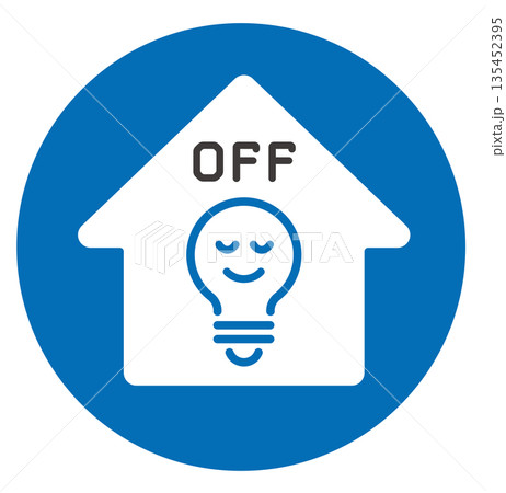 住宅での電力。電球、省エネ、電気代のアイコン。 住宅での電力。電球、省エネ、電気代のアイコン。 135452395