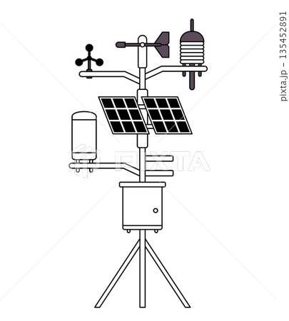 illustration automatic weather station tower equipped with solar panels wind vane anemometer and temperature sensors for meteorological monitoring illustration automatic weather station tower equipped with solar panels wind vane anemometer and temperature sensors for meteorological monitoring 135452891