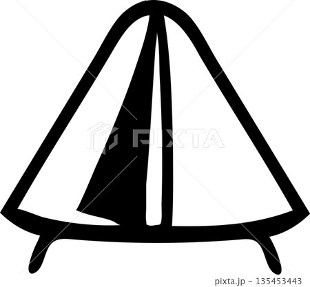 Minimalist Camping Tent Icon: Simple Outdoor Shelter Outline, Hand-Drawn Style Teepee Symbol for Adventure Travel, Hiking, and Tourism Graphic Design 135453443