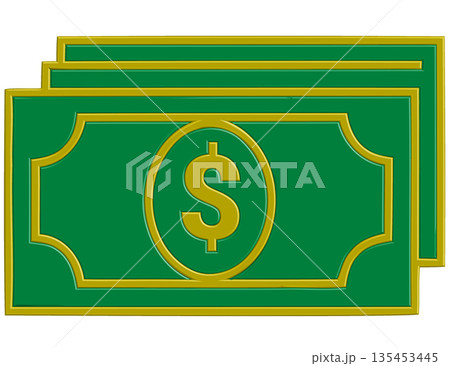 Green Cash Money Stack Icon: Stacked Dollar Bill Graphic for Financial Success, Wealth Management, Banking Services, and Business Growth Branding 135453445
