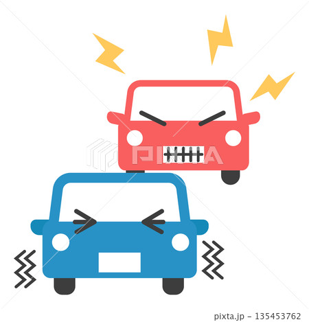 あおり運転のイメージイラスト|怒る車と怯える車 あおり運転のイメージイラスト|怒る車と怯える車 135453762