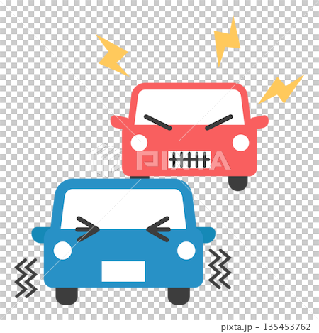 あおり運転のイメージイラスト|怒る車と怯える車 あおり運転のイメージイラスト|怒る車と怯える車 135453762