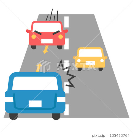 道路を逆走する車・危険運転｜シンプルでかわいいフラットイラスト 135453764