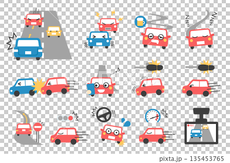 Dangerous driving and traffic violations illustration set in flat style Dangerous driving and traffic violations illustration set in flat style 135453765