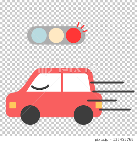 信号無視をしている自動車　シンプルでフラットなイラスト 135453769