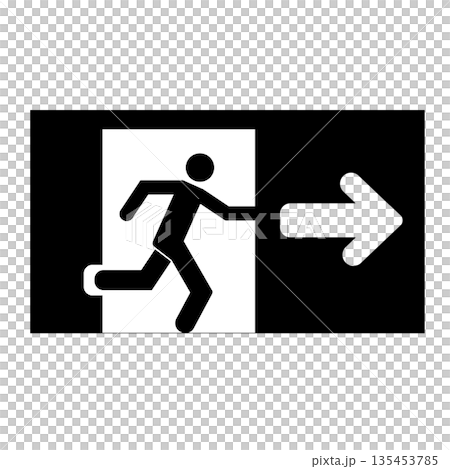 非常口・避難経路のモノクロピクトグラムアイコン 135453785