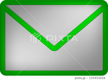Minimalist Envelope Icon: Silver Mail Graphic with Green Border for Digital Communication, Email Marketing, and Contact UI Design Minimalist Envelope Icon: Silver Mail Graphic with Green Border for Digital Communication, Email Marketing, and Contact UI Design 135453816
