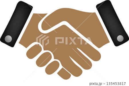 Handshake Icon: Brown and Black Business Partnership Symbol for Agreements, Professional Networking, and Corporate Collaboration Handshake Icon: Brown and Black Business Partnership Symbol for Agreements, Professional Networking, and Corporate Collaboration 135453817