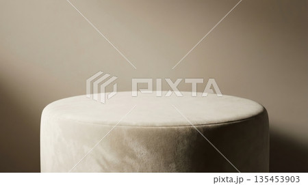 Soft beige velvet texture background for beauty and skincare products 135453903