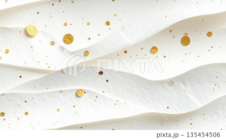 控えめ金箔散らしの生成り和紙テクスチャ 背景素材 控えめ金箔散らしの生成り和紙テクスチャ 背景素材 135454506