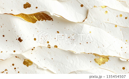 控えめ金箔散らしの生成り和紙テクスチャ 背景素材 控えめ金箔散らしの生成り和紙テクスチャ 背景素材 135454507