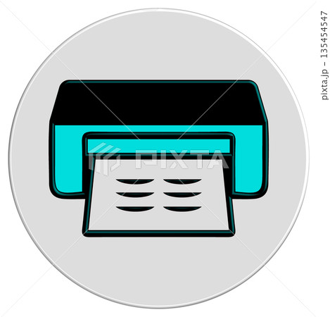 Minimalist Printer Icon: Cyan and Black Graphic for Document Processing, Office Hardware, and Digital Print Services Minimalist Printer Icon: Cyan and Black Graphic for Document Processing, Office Hardware, and Digital Print Services 135454547