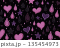 Seamless Pattern of Stylized Hearts Stars Tears Emotional Symbols Abstract Design Background 135454973
