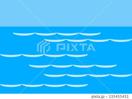 青い穏やかな海の波模様のベクターイラスト 135455431