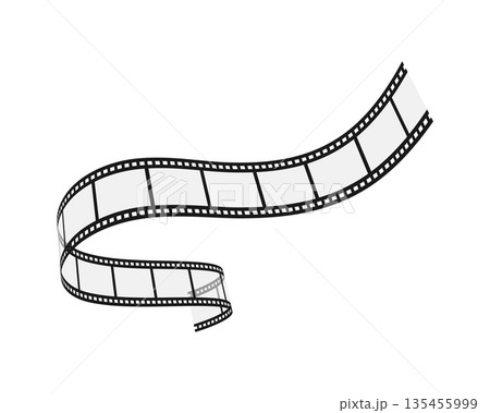 Blank curvy film strip isolated on white background. Wavy movie reel in perspective. Vector illustration Blank curvy film strip isolated on white background. Wavy movie reel in perspective. Vector illustration 135455999